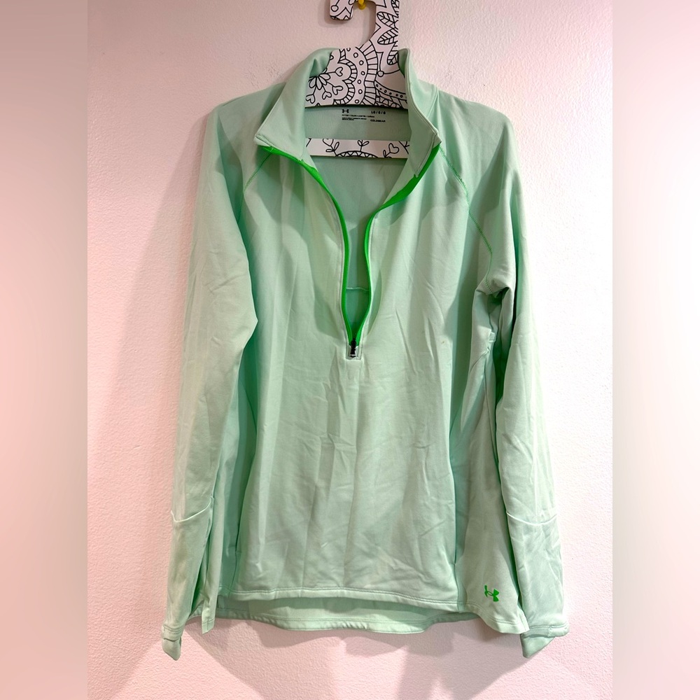 Under Armour Women's Cold Gear Athletic/Athleisure 1/2 Zip Mint Green Size L